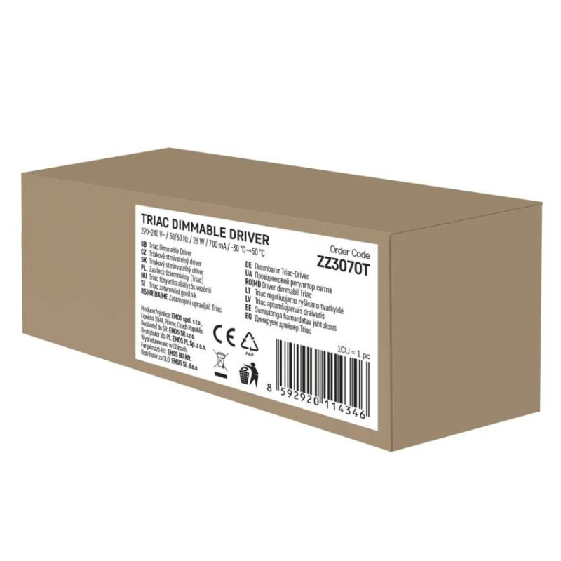 Triakový stmievateľný ovládač pre LED svietidlo 700mA 28W 3