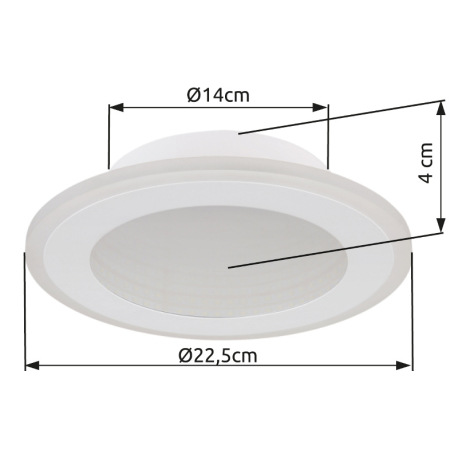 Stropné svietidlo, kov biely, plast, zrkadlový 3D efekt, akryl biely, ø: 225mm, V: 40mm, vrátane LED 14