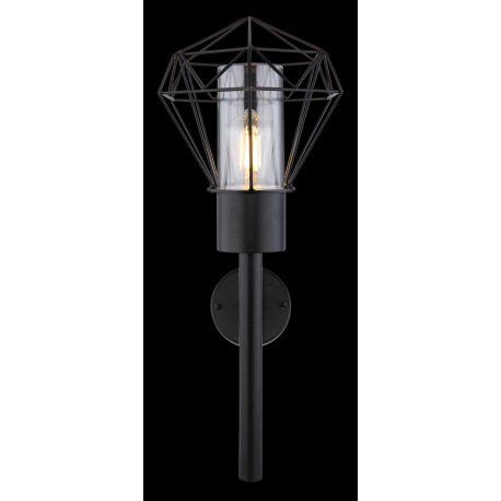 Vonkajšie svietidlo, nehrdzavejúca oceľ čierna, kov čierny, plast priehľadný, IP44, ŠxV: 225x585, H: 14