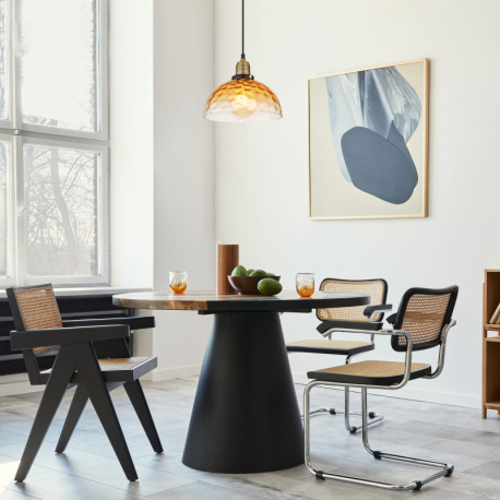 Závesné svietidlo, kov čierny, sklo jantárové, priehľadné, kov mosadzný matný, kábel PVC čierny, mož 7