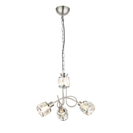 Závesné svietidlo, kov nikel matný, chróm, sklenený kryštál priehľadný, 1x vrátane LED , Ø380, V:130