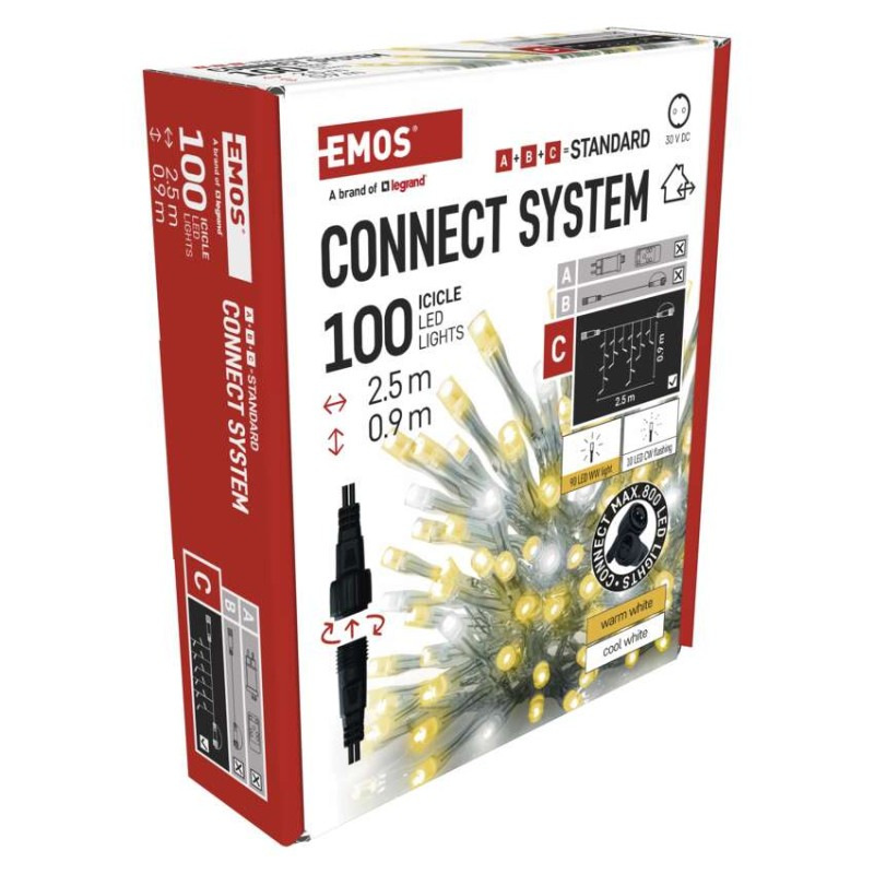 Standard LED spoj. reťaz blikajúca – cencúle, 2,5 m, vonkajšia, teplá/studená biela 12