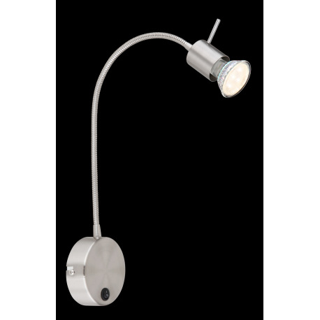 Nástenné svietidlo, kov nikel, Flexo, bez tienidla, vypínač, ŠxV:90x530, H:400, bez žiarovky 1xGU10, 2