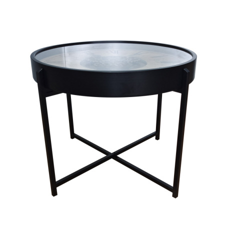 Konferenčný stolík, čierny kov, sklenená doska, ø: 715 mm, V: 570 mm 5