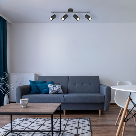 Stropné svietidlo, kov čierny matný, chróm, otočné/výklopné, DxŠxV: 600x80x145mm, bez žiaroviek 4xGU 6