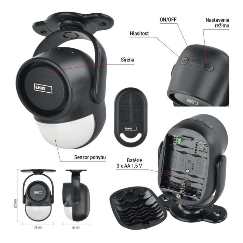 Alarm s pohybovým senzorom EM‑125L PROTECTOR 6