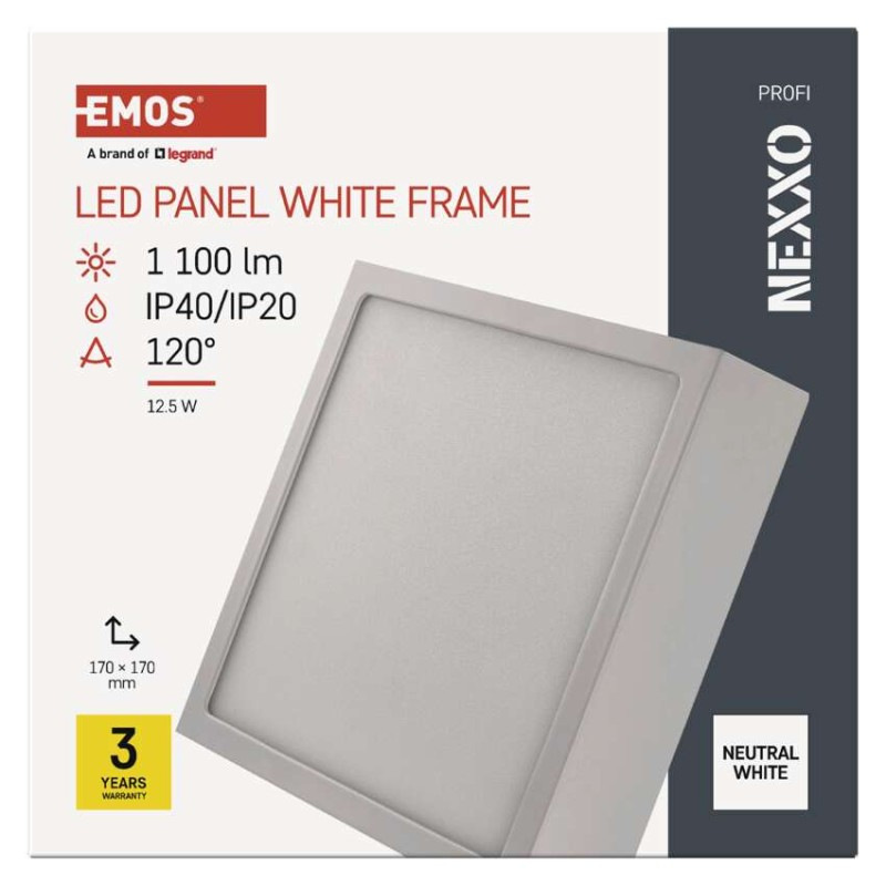 LED prisadené svietidlo, štvorec, biele, 12,5W,Neutrálna biela 7