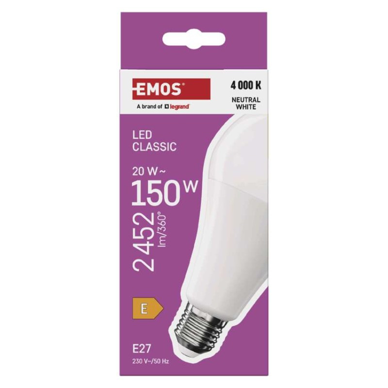 LED žiarovka Classic A80 / E27 / 20 W (150 W) / 2452 lm / Neutrálna biela 4