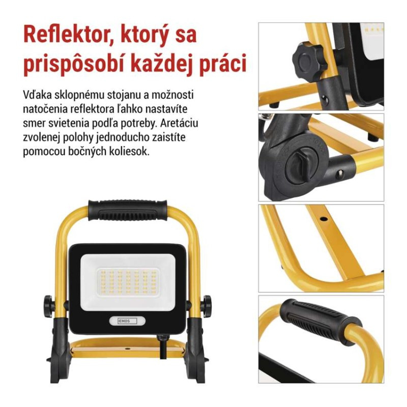 LED reflektor GLARO 30 W, žlto-čierny, IP65, 3000 lm, neutrálna biela 7