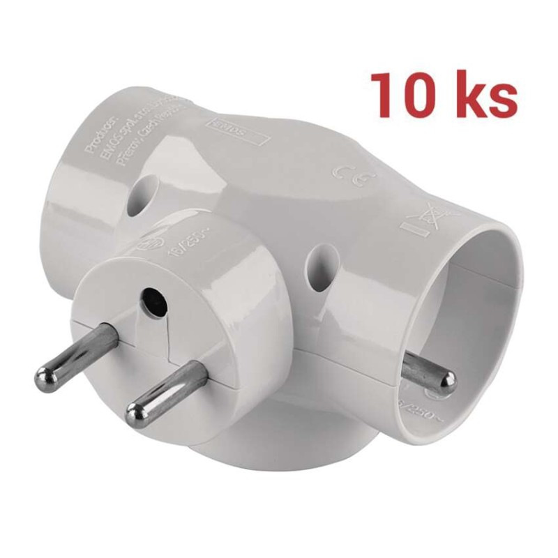 Rozbočovacia zásuvka 3× guľatá,