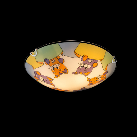 Stropné svietidlo, biela, viacfarebné sklo s detským vzorom, Ø 300, V: 65, bez žiaroviek 2xE27, max. 5