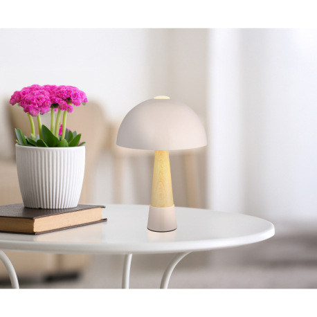 Stolná lampa, kov, farba šampanského matná, kov imitácia dreva, kábel PVC čierny, kolískový vypínač 9