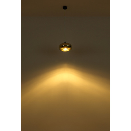 Závesné svietidlo, kov čierny, sklo medenej farby, Ø280, V:1200, bez žiarovky 1xE27, max. 60W 230V 10