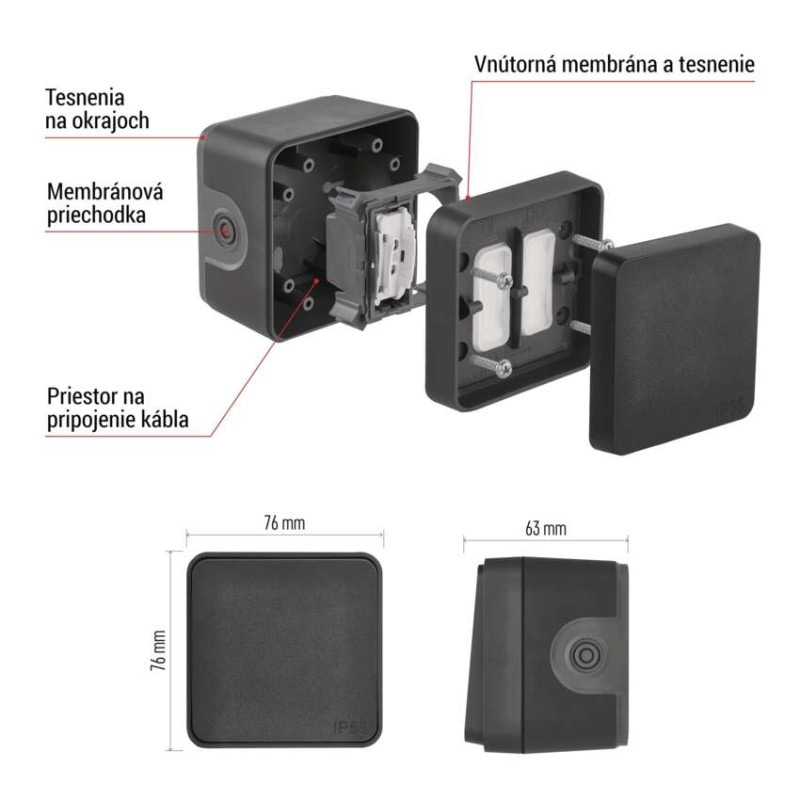 EMOS Cyklone ovládač tlačítkový 1/0 IP55 2