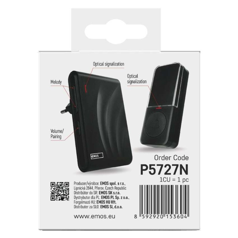 Domový bezdrôtový zvonček P5727N do zásuvky 12