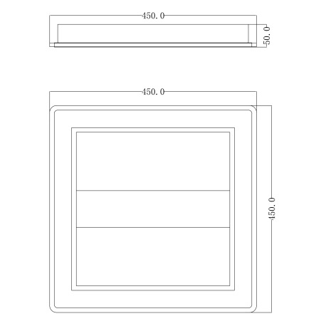 Stropné svietidlo, kov čierny, akryl opál, DxŠxV:450x450x50mm, vrátane LED 30W 230V, 3831lm zdroj, 1 9