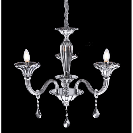 Luster, kov, chróm, sklo, K5 kryštály dymové, Ø: 620, V: 1450, bez žiaroviek 3xE14, max. 40W 230V 3