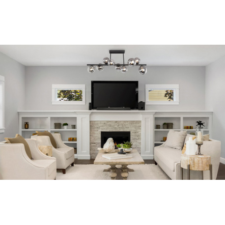 Stropné svietidlo, kov čierny, sklo, sklo Ø 4x12cm, 5x10cm, vrátane 10676, DxŠxV: 866x300x358, vráta 1