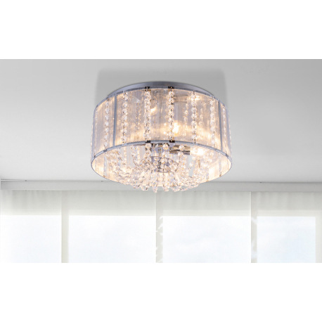 Stropné svietidlo, chróm, strieborné kovové tyče, K5 krištále priehľadné, Ø400, V:160, bez žiaroviek 1