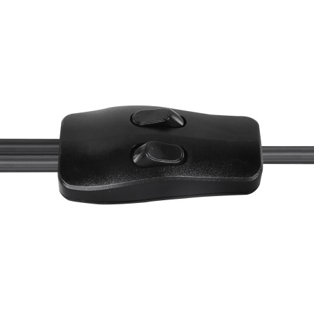 Stojanové svietidlo, čierny kov, drevo, vypínač, DxŠxV: 470x250x1680, bez žiaroviek 2xE27, max. 40W 5