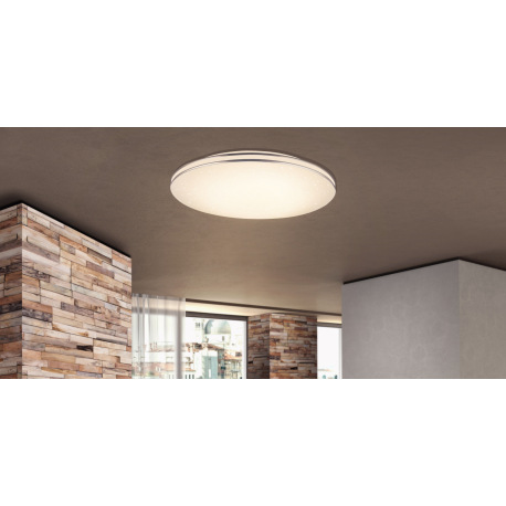 Stropné svietidlo, kov biely, plast biely, chrómová obrúč, Ø370, V:80, vrátane 1xLED 24W 230V, 1800l 1