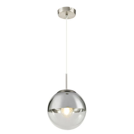 Závesné svietidlo, kov nikel matný, sklo priehľadné chróm, Ø200, V:1200, bez žiarovky 1xE27, max. 40
