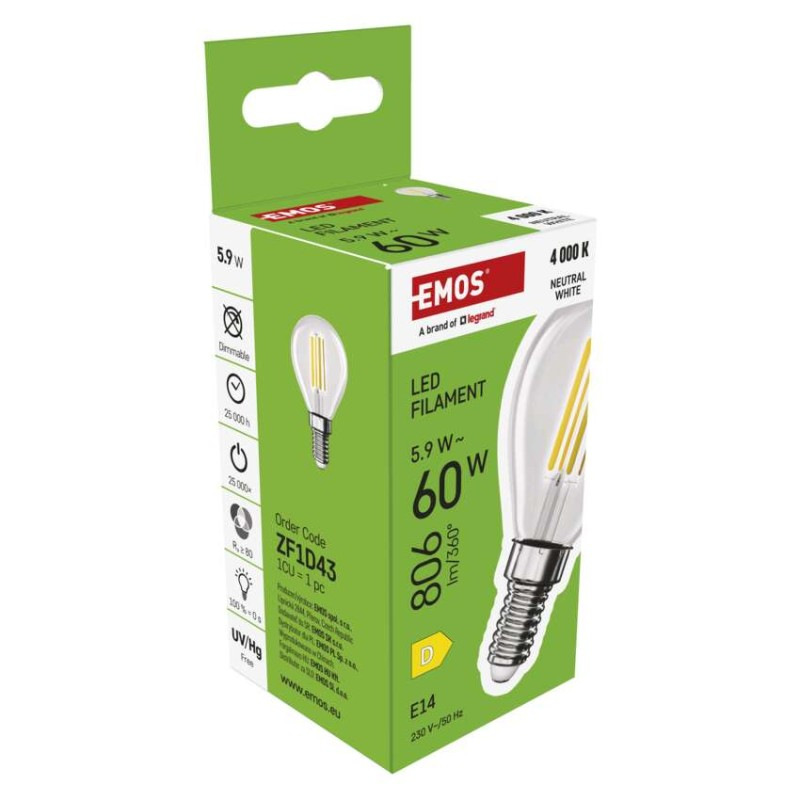 LED žiarovka Filament Mini Globe / E14 / 5,9 W (60 W) / 806 lm / Neutrálna biela 6