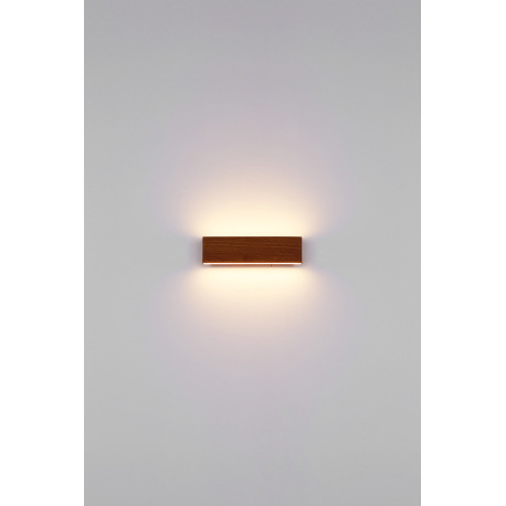 Nástenné svietidlo, kov vo farbe imitujúcej drevo, akryl biely, svieti hore a dole, vypínač, ŠxV: 29 16