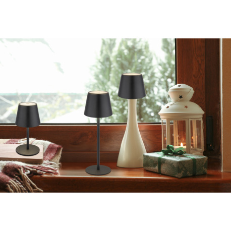 Stolová lampa, kov/plast čierny/biely, dotyk. zap/vyp/stmievanie, USB-A 2.0 - USB-C; aku CR18650 180 5