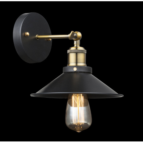 Nástenné svietidlo, kov čierny, stará mosadz, ŠxV:220x200, H:260, bez žiarovky 1xE27, max. 60W 230V. 6