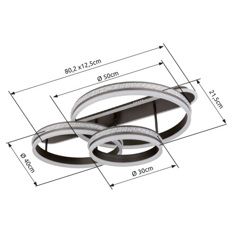 Stropné svietidlo, kov a hliník titánová farba, plastové krištále, akryl biely, stmievateľné, niekoľ 9