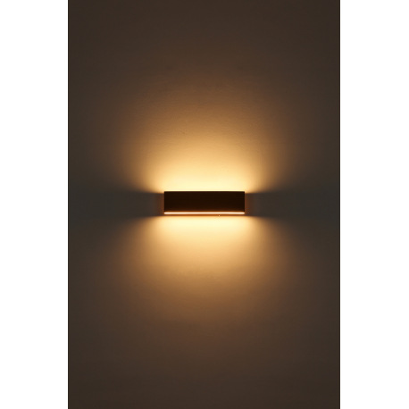 Nástenné svietidlo, kov vo farbe imitujúcej drevo, akryl biely, svieti hore a dole, vypínač, ŠxV: 29 6