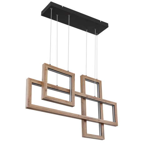 Závesné svietidlo kov čierny matný, MDF imitácia dreva, plast biely, kábel PVC čierny, výškovo nasta 2