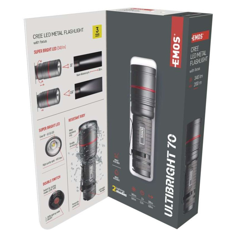 CREE LED kovové svietidlo Ultibright 70, 340lm, 3xAAA 10