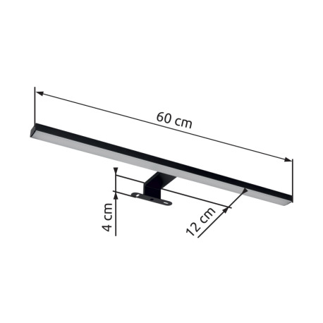 Nástenné svietidlo kov čierny matný, hliník čierny matný, plast biely, IP44, ŠxV: 600x40mm, H: 120mm 5