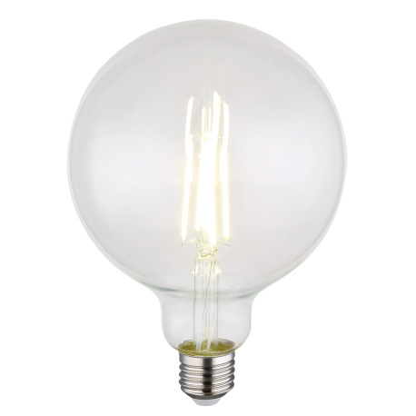 LED žiarovka, sklo priehľadné, stmievateľné, ø:125mm, V:175mm, 1x E27 LED 7W 230V, zdroj 800lm, výst