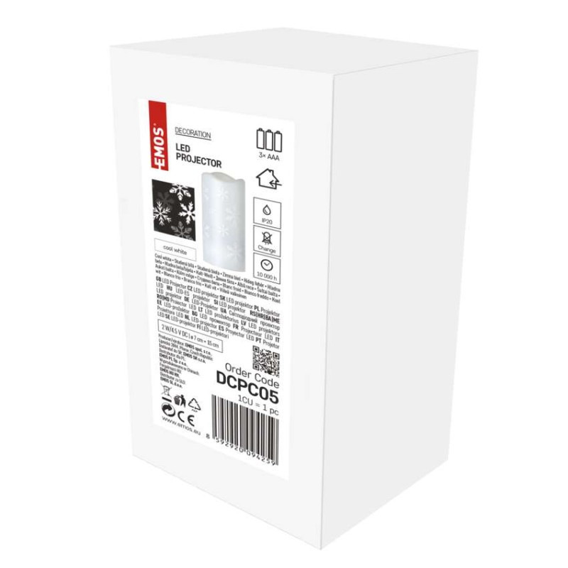 LED dekoratívny projektor – vločky, 3x AAA, vnútorný, studená biela 7