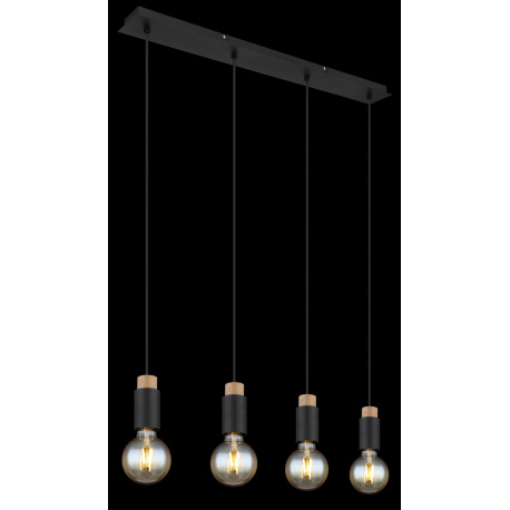 Závesné svietidlo kov čierny matný, drevo tmavohnedé, kábel PVC čierny, DxŠxV: 750x80x1200mm, bez ži 2