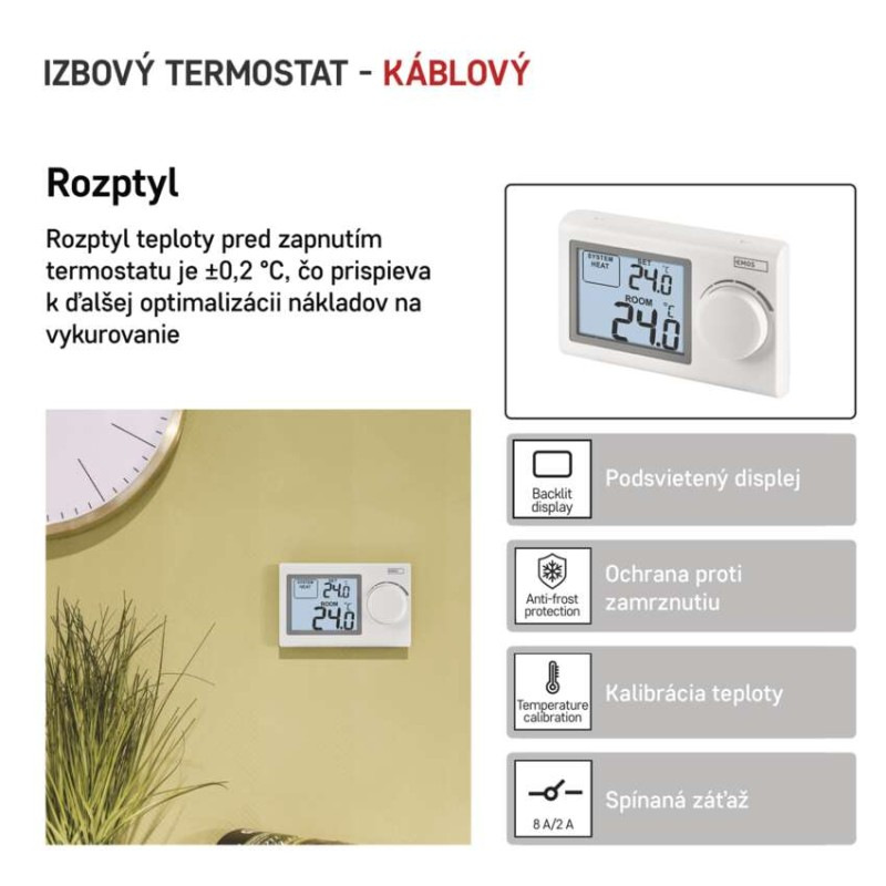 Izbový manuálny drôtový termostat P5604 1