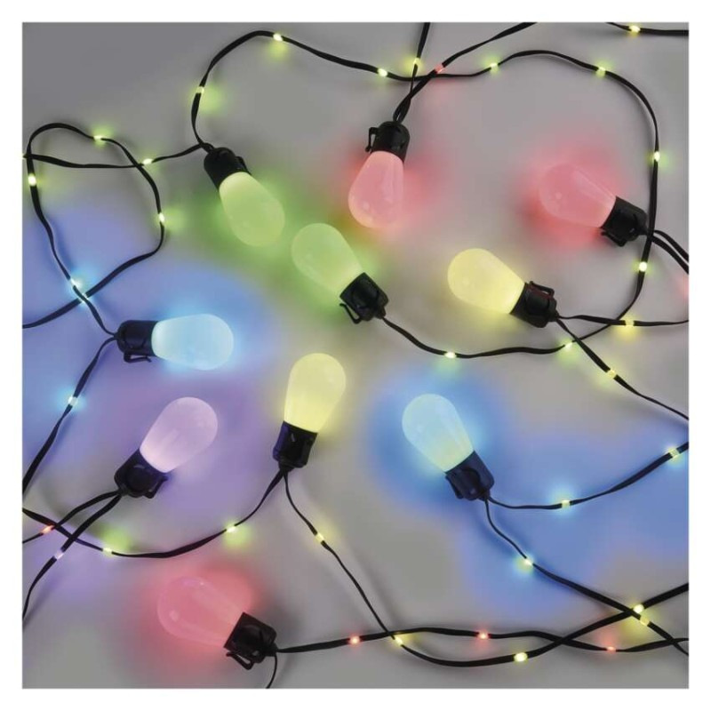 GoSmart LED svetelný reťazec – 15× párty žiarovky, 15 m, vonkajšie aj vnútorné, RGBIC WiFi 6