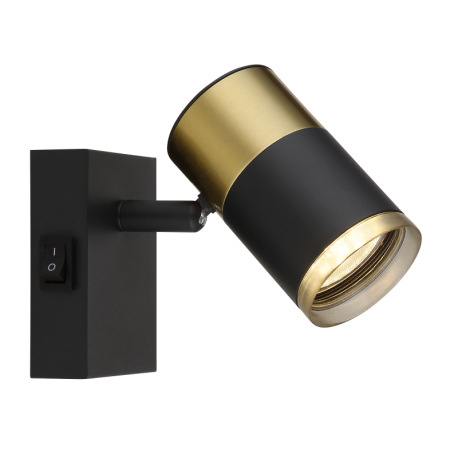 Nástenné svietidlo, kov čierny, hliník medený a čierny, plast dymový, kolískový vypínač, ŠxV: 70x90m