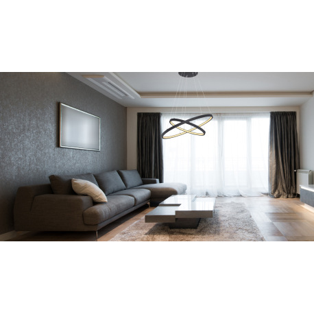 Závesné svietidlo, kov čierny matný, plast biely, stmievateľné nástenným vypínačom, pamäťová funkcia 6