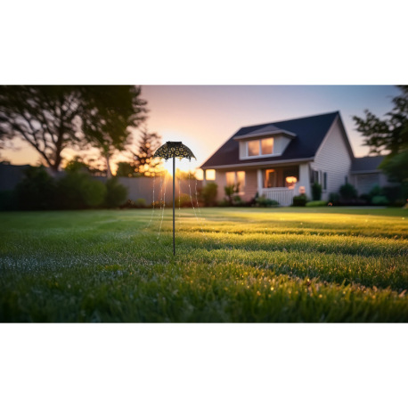 Solárne svietidlo, kov čierny matný, kov medenej farby, plast číry, vypínač, batéria AAA 300mAh 1,2V 8