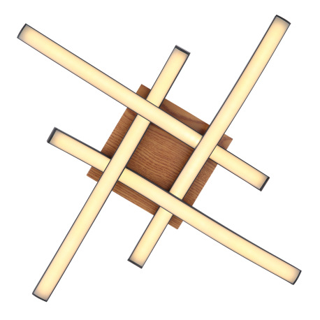 Stropné svietidlo, kov čierny, imitácia dreva, akryl biely, DxŠxV: 430x430x75, vrátane 1xLED 20W 230 4