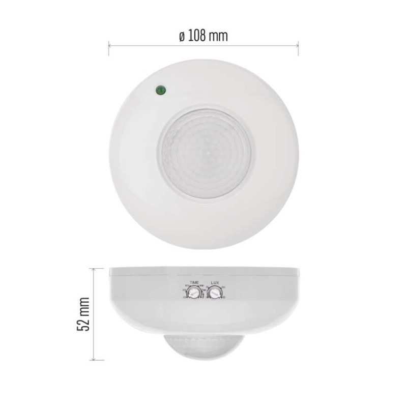 PIR senzor (pohybové čidlo) IP20 1200W, biely 9