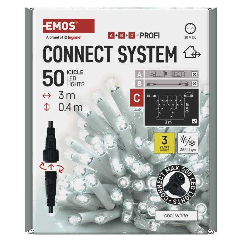 Profi LED spojovacia reťaz biela – cencúle, 3 m, vonkajšia, studená biela 9