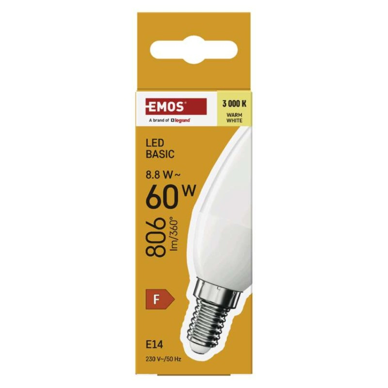 LED žiarovka Basic Candle E14 / 8,8 W (60 W) / 806 lm / Teplá biela 3