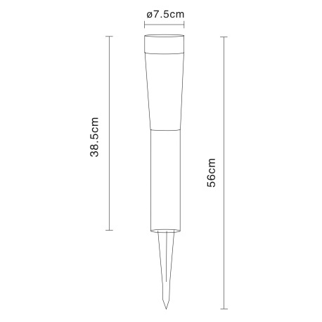 Solárne svietidlo, nerezová oceľ, plast biely, IP44, akumulátor AA 600mAh 1,2V, Ø75, V:560, vrátane 6