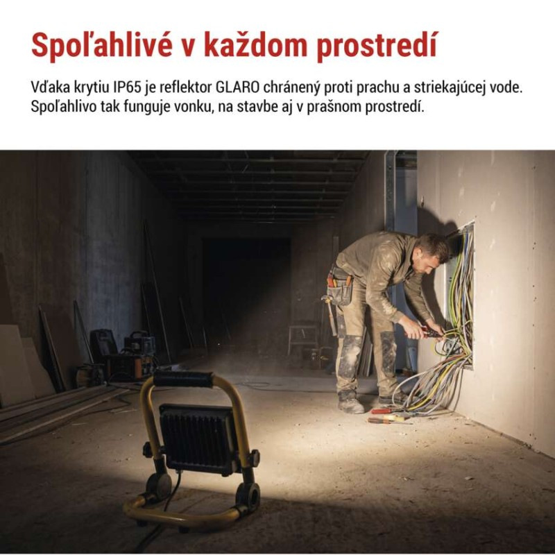 LED reflektor GLARO 30 W, žlto-čierny, IP65, 3000 lm, neutrálna biela 6