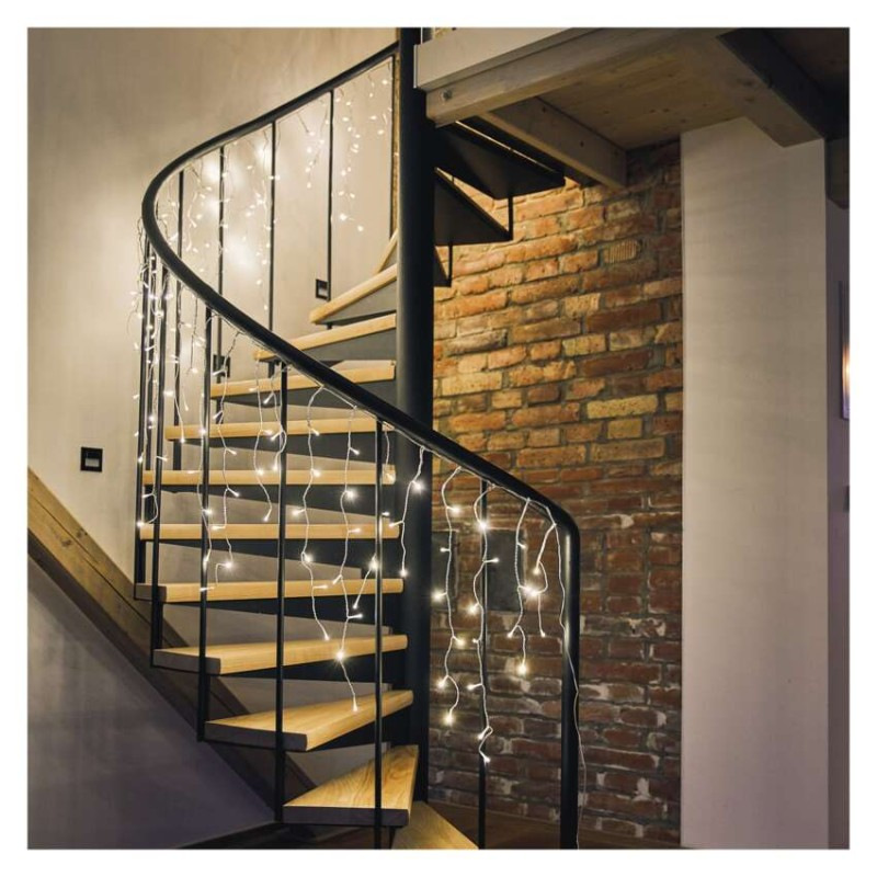 LED vianoč. cencúle, 5 m, vonkajšie aj vnútorné, teplá biela, ovládač, programy, časovač 4